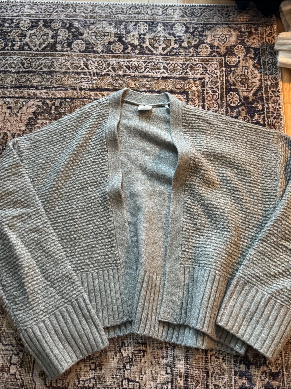 Abercrombie & Fitch Heather Gray Open-Front Knit Cardigan